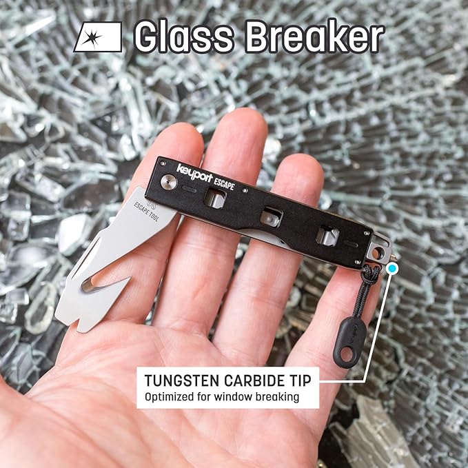 Compact Vehicle Emergency Multi-Tool - Rescue-Grade Tungsten-Carbide Glass Breaker & Seatbelt Cutter for Car Rescue and Roads