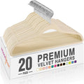HOUSE DAY Beige Velvet Hangers 20 Pack, Non Slip Clothes Felt Hanger Heavy Duty for Coat, Premium Slim Space Saving Suit Hang