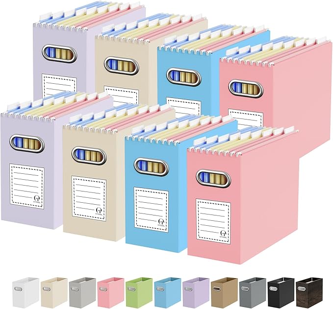 Oterri Cardboard File Organizer Box for Hanging File Folders Letter Size,File Box for Computer Desk,File Cabinet,Working Home