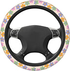 Flowers Floral Steering Wheel Cover Cute Universal 15 Inch Car Accessories Protector for Women Fit Auto SUV Sedan Vans Trucks