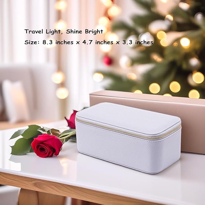 VLANDO Travel Jewelry Box Organizer – Portable PU Leather Jewelry Case with 6/8/12 Zippered Pouches, Compact Storage for Earr