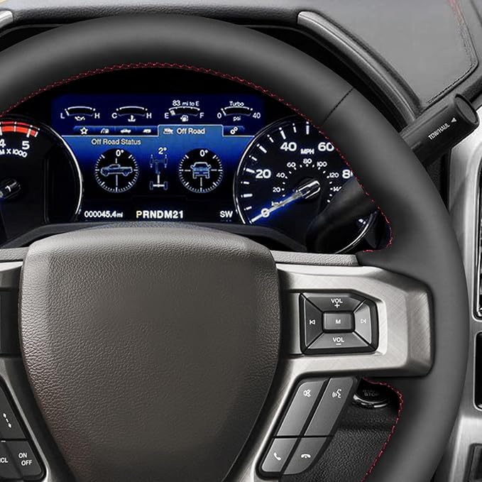 MEWANT Hand Stitch Steering Wheel Cover for Ford F150 F250 F350 Expedition 2018-2021 Ford F150 Truck Steering Wheel Wrap