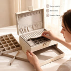 Greenfeather Jewelry Boxes for Women, Jewelry Organizer Box with Lid 3 Layers for Necklaces Rings Earrings and Bracelets Box 