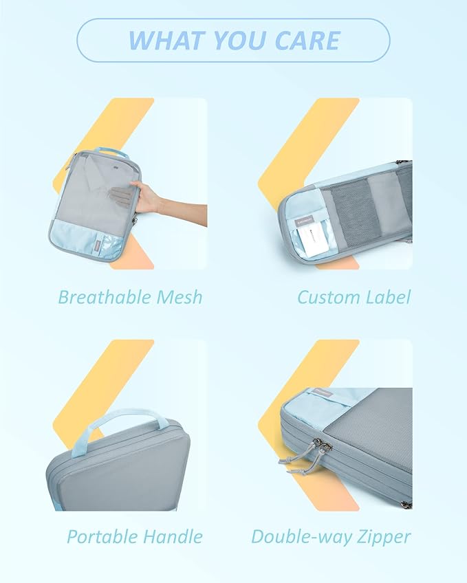 BAGSMART 6 Set /4 Set/2 Set Compression Packing Cubes for Travel, Lightweight Luggage Organizer Bags, Durable Space Saver Bag