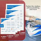 36 Pack Vacuum seal bags for clothing With Coldless Pump,Vacuum Storage Bags, Space Saver Sealer Bags, Pillows, Comforters, B