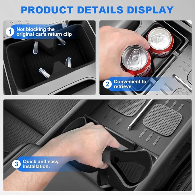 Cup Holder Insert Compatible with Hyundai Santa Fe 2024 2025, Center Console Water Drink Limiter Holder Fit for Hyundai Santa