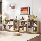 Joaxswe 8 Cube Storage Book Shelf, 52" Long Horizontal Bookshelf with Curved Edge, Floor Standing Wooden Cubby Bookcase with 