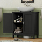 Iwell Pedestal Sink Storage Cabinet with 2 Doors and Shelf, Under Sink Cabinet, Bathroom Sink Cabinet with U-Shape, Black