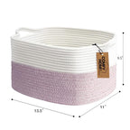 COMFY-HOMI Cotton Rope Woven Medium Basket with Handles for shelf，Cloth Storage Basket for Organizing-13.5X11X9.5 Storage Bin