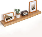 Floating Shelves for Wall Decor, Rustic Solid Elm Wood Live Edge Floating Shelves Wall Mounted, Wall Shelves with Invisible B