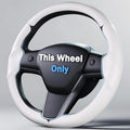 Steering Wheel Cover for 2017-2023 Tesla Model 3 2020-2024 Tesla Model Y, Carbon Fiber Steering Wheel Cover for Tesla Model 3/Y Accessories, Matte White
