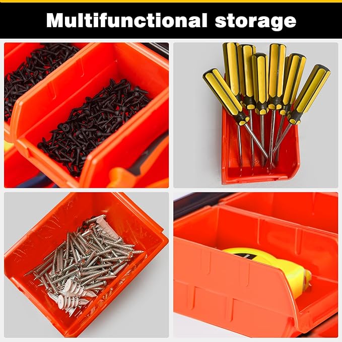 Ultrawall Wall Mounted Storage Bins, Plastic Hanging Storage Organizer Bins, Garage Tool Storage System for Screws, Nuts, Bol