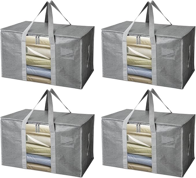 BALEINE 4-Pack Oversized Moving Bags with Reinforced Handles, Heavy-Duty Storage Tote Moving Supplies for Packaging, Camping 