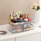 ZHIAI stackable storage drawer, transparent cosmetics storage box, cosmetics and beauty products storage organizer, suitable 