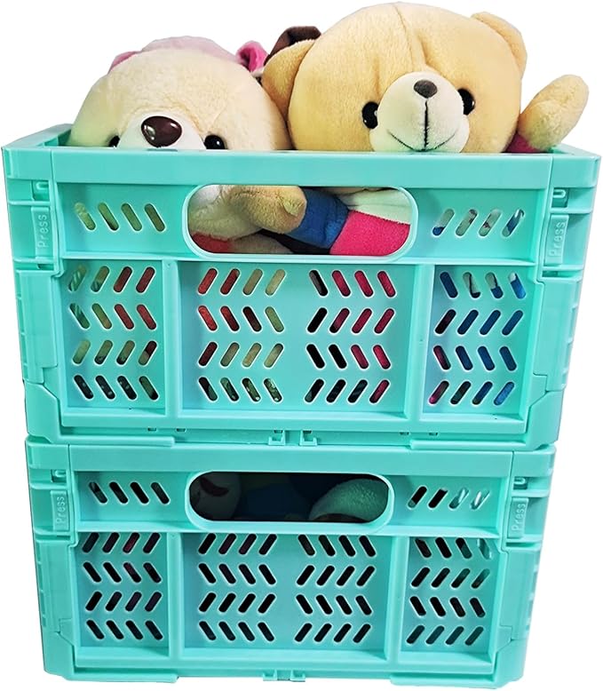 20L Folding Crate, 4Pack Plastic Storage Baskets Organizer for Home and Office,Collapsible Storage Crates for Home Office and