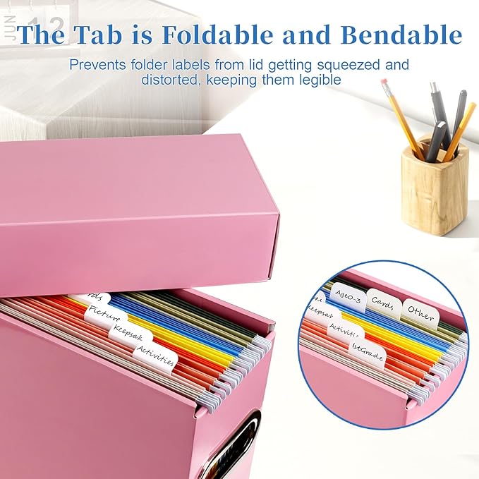File Organizer Box with Lid & Handle, Thickened Cardboard Hanging File Folder Storage Boxes for Letter Size, Portable Filing 