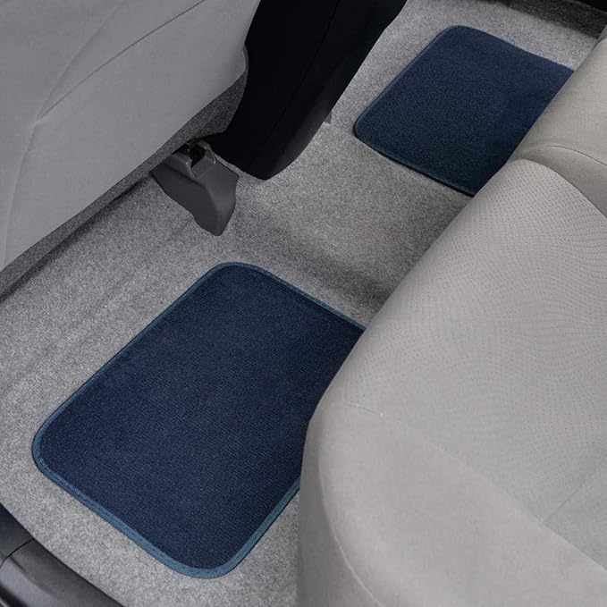 BDK Front & Rear Combo Set of 4 Piece Auto Carpet Floor Mats with PolyPro Car Seat Covers & Steering Wheel Cover, Fits Most for Car Truck Van SUV, Colorful Design Interior Car Accessories