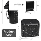 Accmor Bling Car Trash Can with Lid, Mini Auto Garbage Storage Bin with 60pcs Garbage Bags, Sparkling Crystal Trash Bags Holder Dustbin Vehicle Accessories Container Organizer (Black Rhinestone)