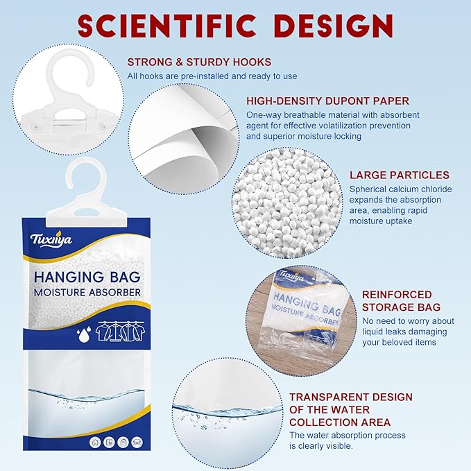 Moisture Absorbers 30 Pack,Hanging Closet Dehumidifier Bags,Moisture Absorbing Bags, Desiccant,Moisture Absorbing Bags for Cl