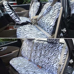 AUTOFAN Zebra Car Seat Covers for Full Set with 2 Seat Belt Pads & Universal 15 Inch Steering Wheel Cover Fit for Cars, Truck