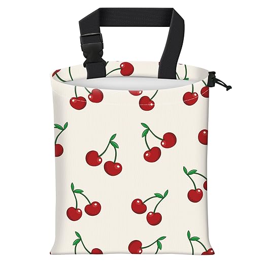 Car Trash Bag Large Hanging Can for Back of Seat, Cute Waterproof Car Garbage Bag for Vehicle, Travelling, Outdoor Cute Red Cherry