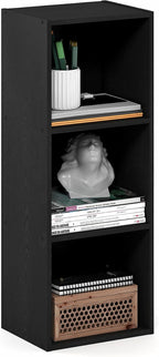 Furinno LUDER Book Shelf, 3-Cube Bookcase, Bookshelf, Open Storage Shelf, 9.3 x 12 x 31.5 Inches, for Home Office, Living Roo