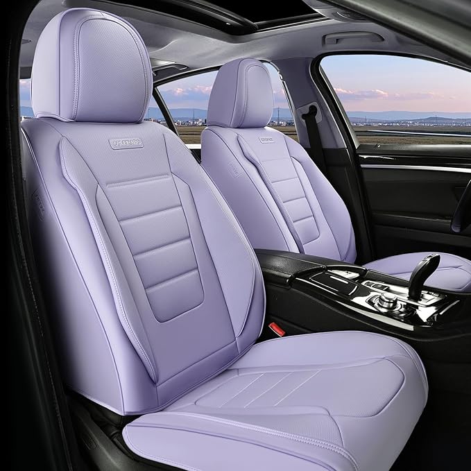 Coverado Car Seat Covers Full Set, Nappa Leather Seat Covers for Cars, Car Seat Protector Car Seat Cushion, Front and Back Se