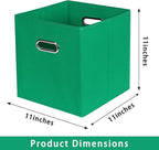 Green Foldable Storage Bins, 11x11x11, Set of 6, (Fabric Cube Organizer with Handle, for Cloth or Accessory Storage)