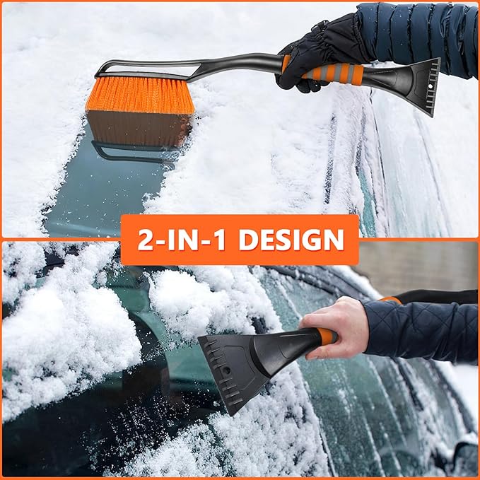 25" Snow Brush and Ice Scrapers for Car Windshield, 2-in-1 Detachable Design with Paint Protection, Extra Long Snow Removal Tool for Cars, Trucks, SUVs - Great for Drivers