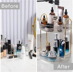 shuang qing Rotating Makeup Organizer for Vanity, High-Capacity Skincare Clear Make Up Storage Perfume Organizers Cosmetic Dr