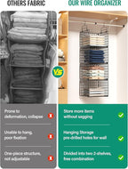 Hanging Closet Organizer, 4 Tier Metal Closet Organizers and Storage with 4 Hanging Hooks 4 S-Hooks for Wardrobe Laundry Room