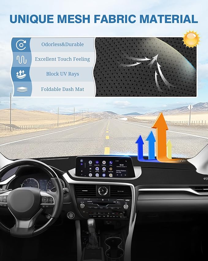 FIILINES Dash Cover for RX 2016-2019, Dashboard Mat Cover Accessories Dash Mat Sunshade Nonslip Mesh Protector No Glare