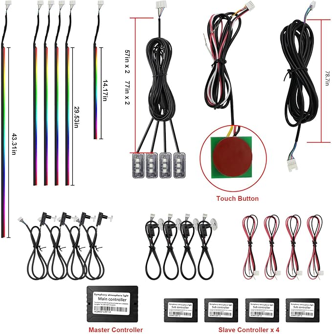 Dreamcolor Acrylic Interior Car Lights, WEBUPAR Car Accessories 18 in 1 Car LED Strip Lights with APP Control and 213 Modes, 175 inches 593 LEDs Fiber Optic Lights, RGB Neon Light Kits