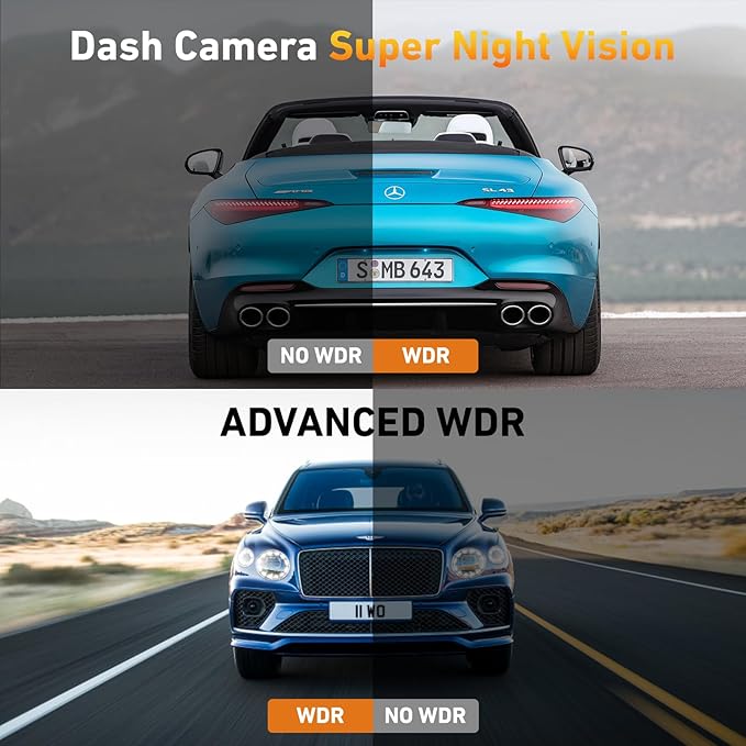 4K Dash Cam Front and Rear, 4K+1080P Dashcam, Dash Camera for Cars with 5GHz WiFi & App Control, GPS, 64GB Card, 24H Parking 