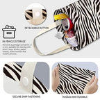 Cute Car Trash Can, Hanging Canvas Car Back Seat Organizer and Storage Bag, Funny Car Trash Bag For Travelling, Outdoor Cute Black White Zebra