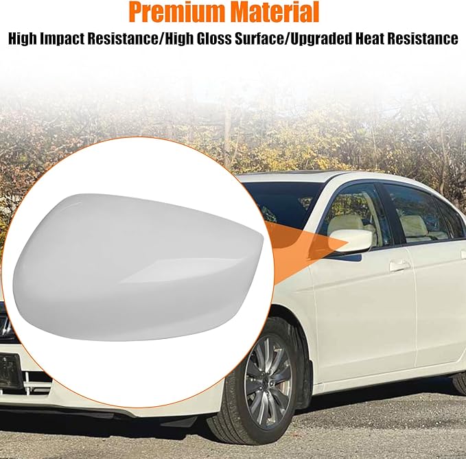 Yumzeco Compatible with Honda Accord Side Mirror Cover Trim 8th Gen 2008 2009 2010 2011 2012, White Door Rearview Mirror Caps Replacement for Honda Accord W/O Light Hole - Left Driver Side