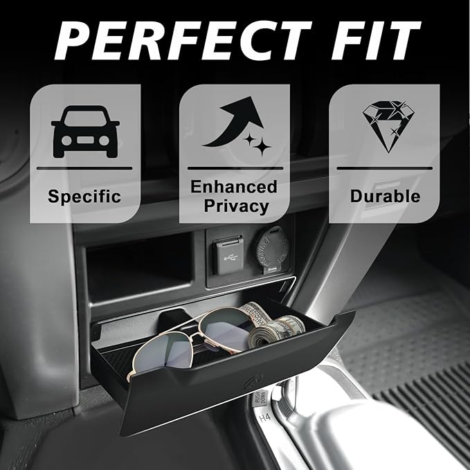 Muslogy Console Storage Drawer Compatible with Toyota 4Runner 2014-2022 2023 2024 Accessories Center Console Organizer Insert Cubby Storage Box With Anti-Slip Mat (One-Touch Self-Locking Mechanism)