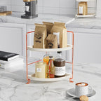 FSyueyun 2-Tier Corner Bathroom Counter Organizer, Tool-Less Installation Vanity Shelf Small Plastics Countertop Makeup Tray 