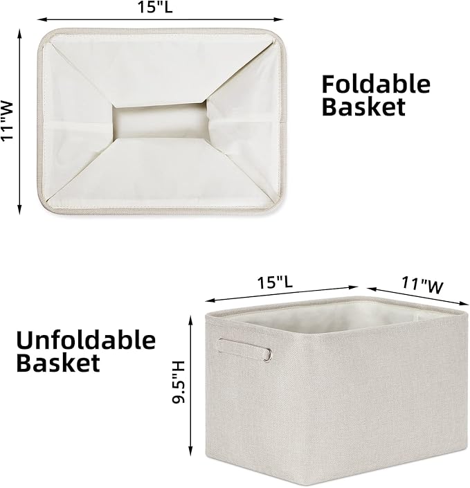HNZIGE Large Fabric Storage Baskets for Storage 3 Pack Shelf Closet Storage Bins Baskets for Organizing Linen Cloth Decorativ