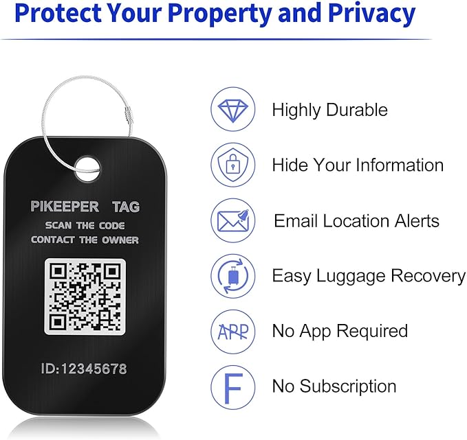 Smart Luggage Tags for Suitcase - Waterproof QR Code Labels with Location Notification When Scanned (Pack of 2), Customizable