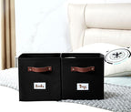 DECOMOMO Storage Bins, Cube Storage Bin with Labels, Fabric Storage Cubes for Shelves (10.5" x 11" / 6pcs, Black)