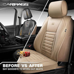 CAR PASS Nappa Leather Car Seat Covers Front Seats, Luxury Seat Protector for Cars, Waterproof Anti-Slip Seat Cushion Airbag 