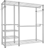 Simple Trending Heavy Duty Clothing Rack Loads 450 LBS, Garment Racks with Adjustable Shelves for Hanging Clothes, Metal Ward