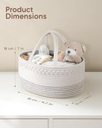 Maliton Baby Diaper Caddy Organizer, Cotton Rope Diaper Caddy Basket, Large Storage Basket for Newborn Boys and Girls, Gift f