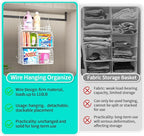 HapiRm Hanging Closet Organizer Storage - 3 Tier Metal Stackable Hanging Closet Shelves with Dividers and S Hooks, Foldable C