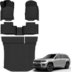 Auxko All Weather Floor Mats Cargo Mat for Jeep Grand Cherokee 5 Seats 2011-2021 & Grand Cherokee WK 2022 All Season TPE Accessories Guard Odorless Anti-Slip Floor Liners Trunk Mat