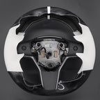 MEWANT Hand Stitched White Leather Tesla Model 3 Steering Wheel Cover for Tesla Model 3 2017-2023 / Model Y 2020-2023 for Tesla Model 3/Y Accessories