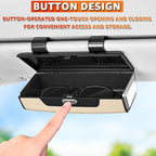 Car Sunglasses Holder for Sun Visor, Button Leather Eyeglass Hanger and Interior Storage Box