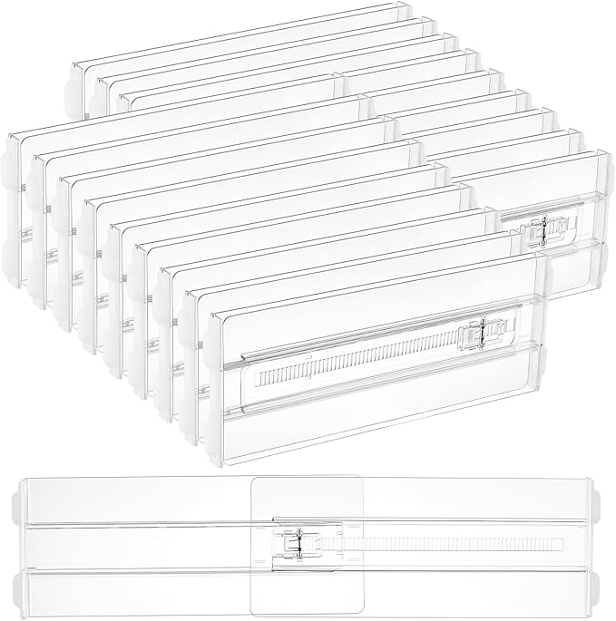 Vtopmart 18 Pack Drawer Dividers for Clothes, 4" High 10.2"-16.5" Adjustable Expandable Dresser Drawer Organizer, Clear Plast