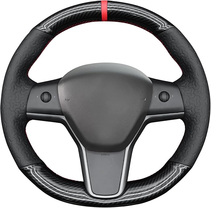 MEWANT Hand Stitched Steering Wheel Cover for Tesla Model 3 2017-2023 / Model Y 2020-2023 for Tesla Model 3/Y Accessories